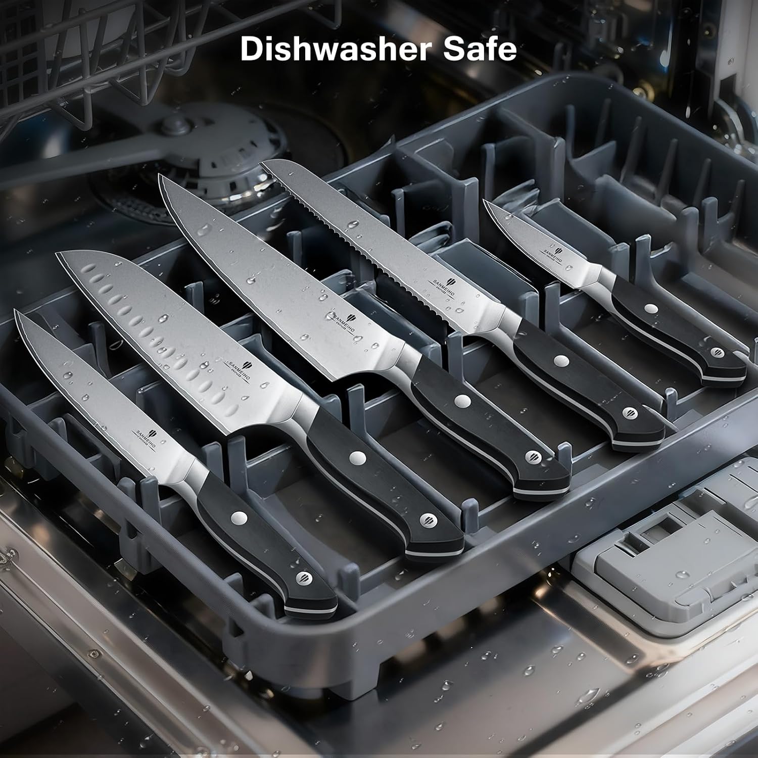 16 PCS Knife Set with Block, Japanese Kitchen Knife Set with 5 Layers High Carbon 9Cr18Mov Stainless Steel, Ultra-Sharp Professional Chef Cooking Knives with Ergonomic Handle, Dishwasher Safe